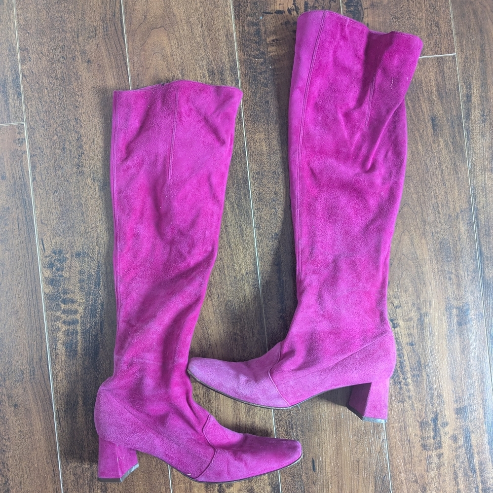 Vero Cuoio Pink Over the Knee Boots Suede